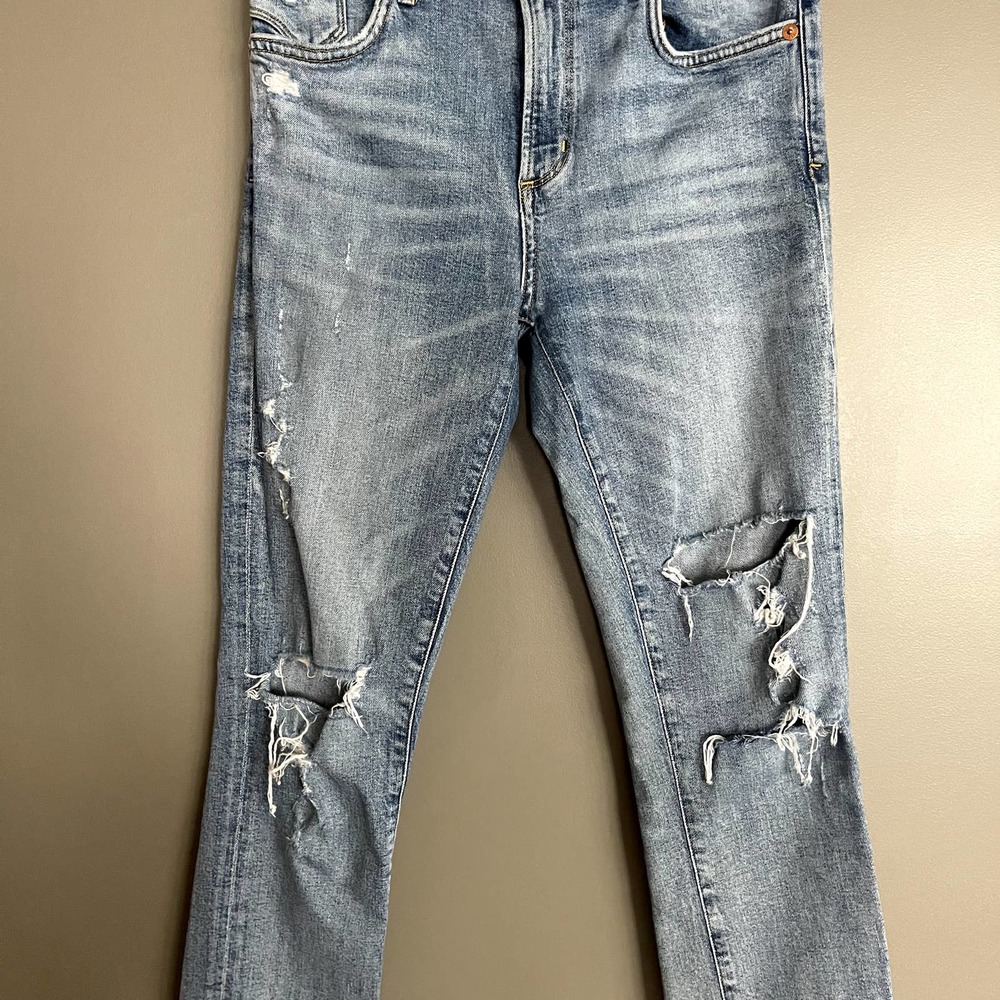 Agolde Sophie Distressed High Waist Skinny Jean Sz 27 High Rise Medium Blue Wash - Picture 7 of 16